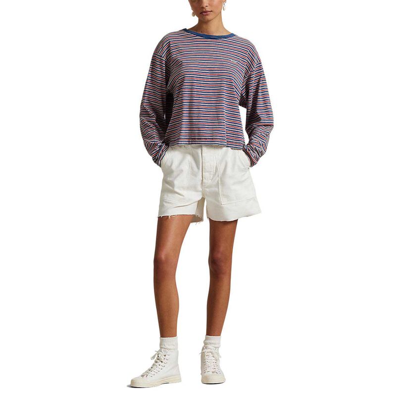 Polo Ralph Lauren Striped Jersey Cropped Long Sleeve Tee image number 3